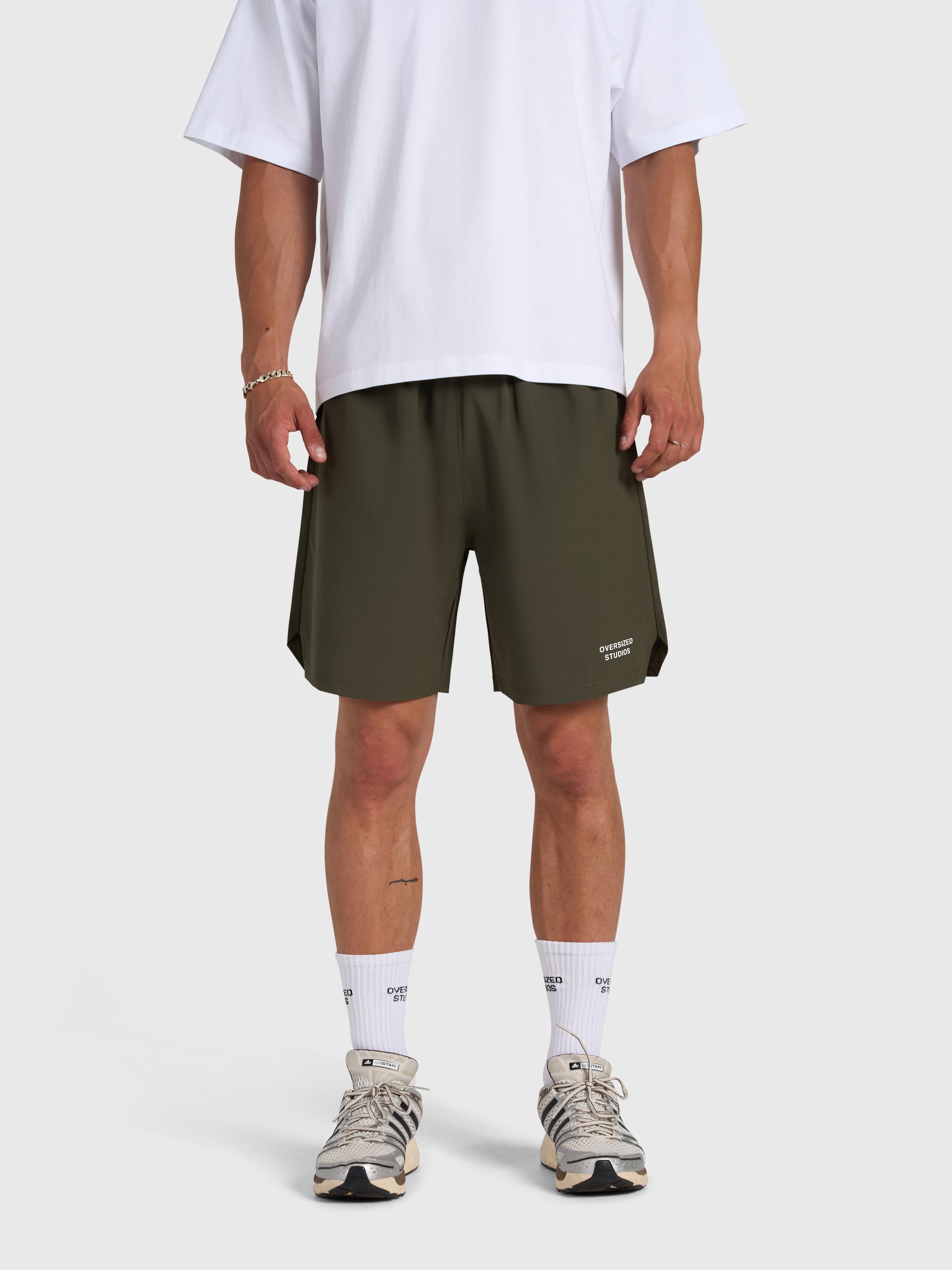 Confidence V2 Tech Shorts - Army/White