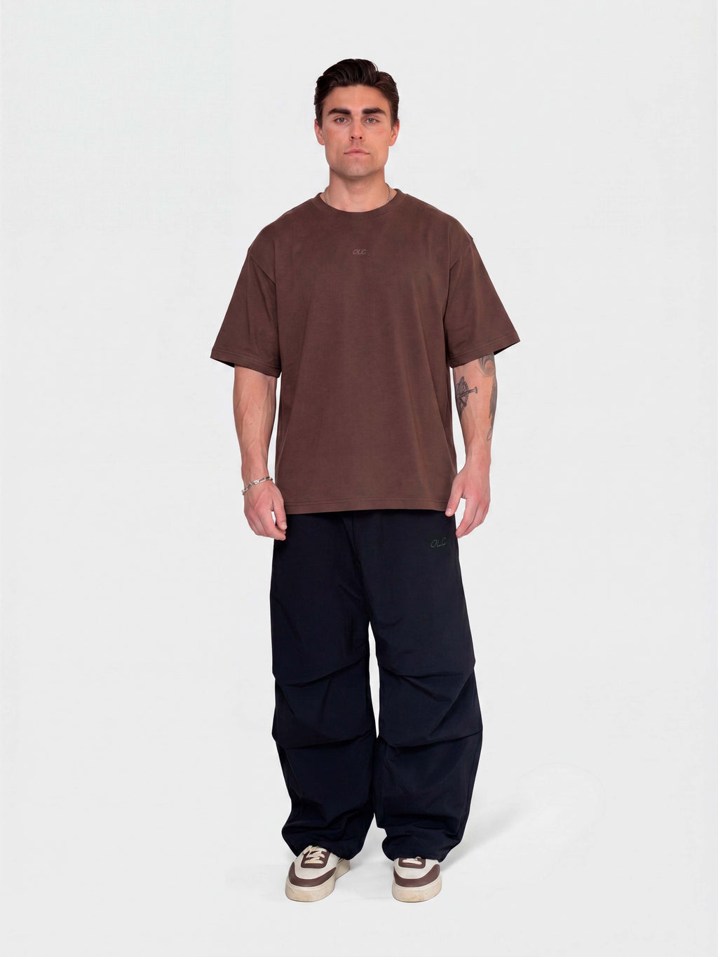 Confidence Box Tee - Brown/White