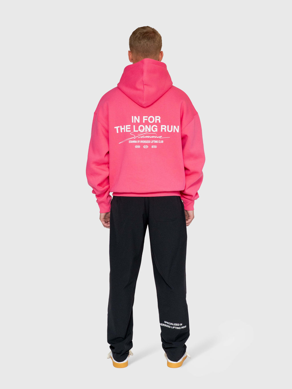 Long Run Hoodie - Hot Pink/White