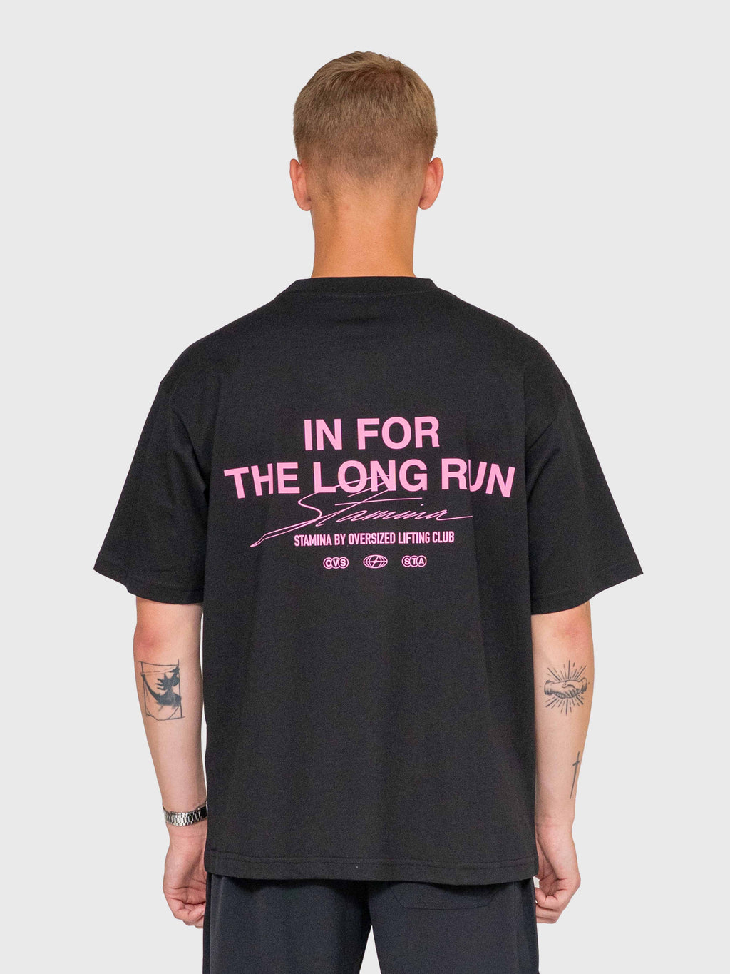 Long Run Box Tee - Black/Pink