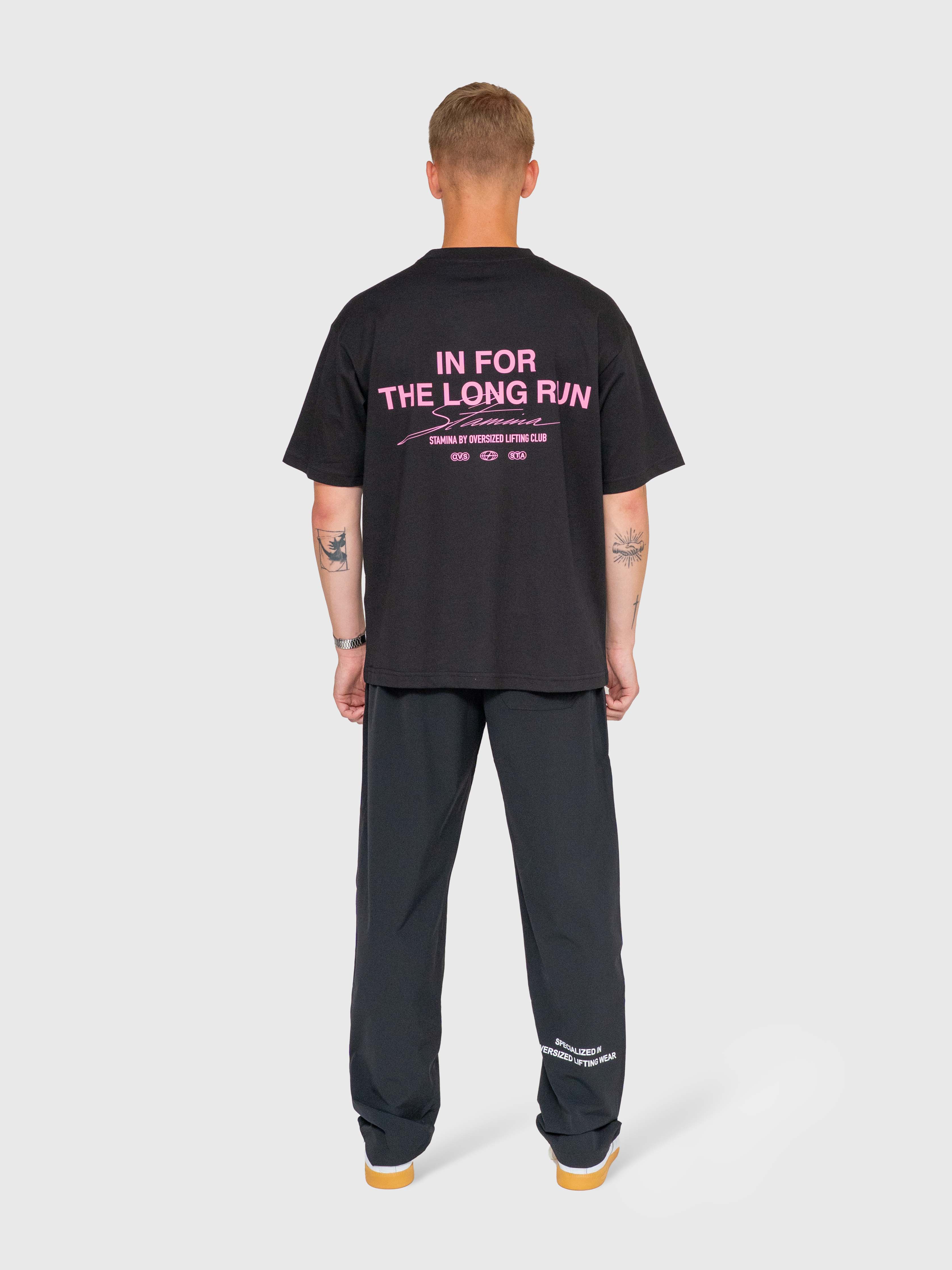 Long Run Box Tee - Black/Pink