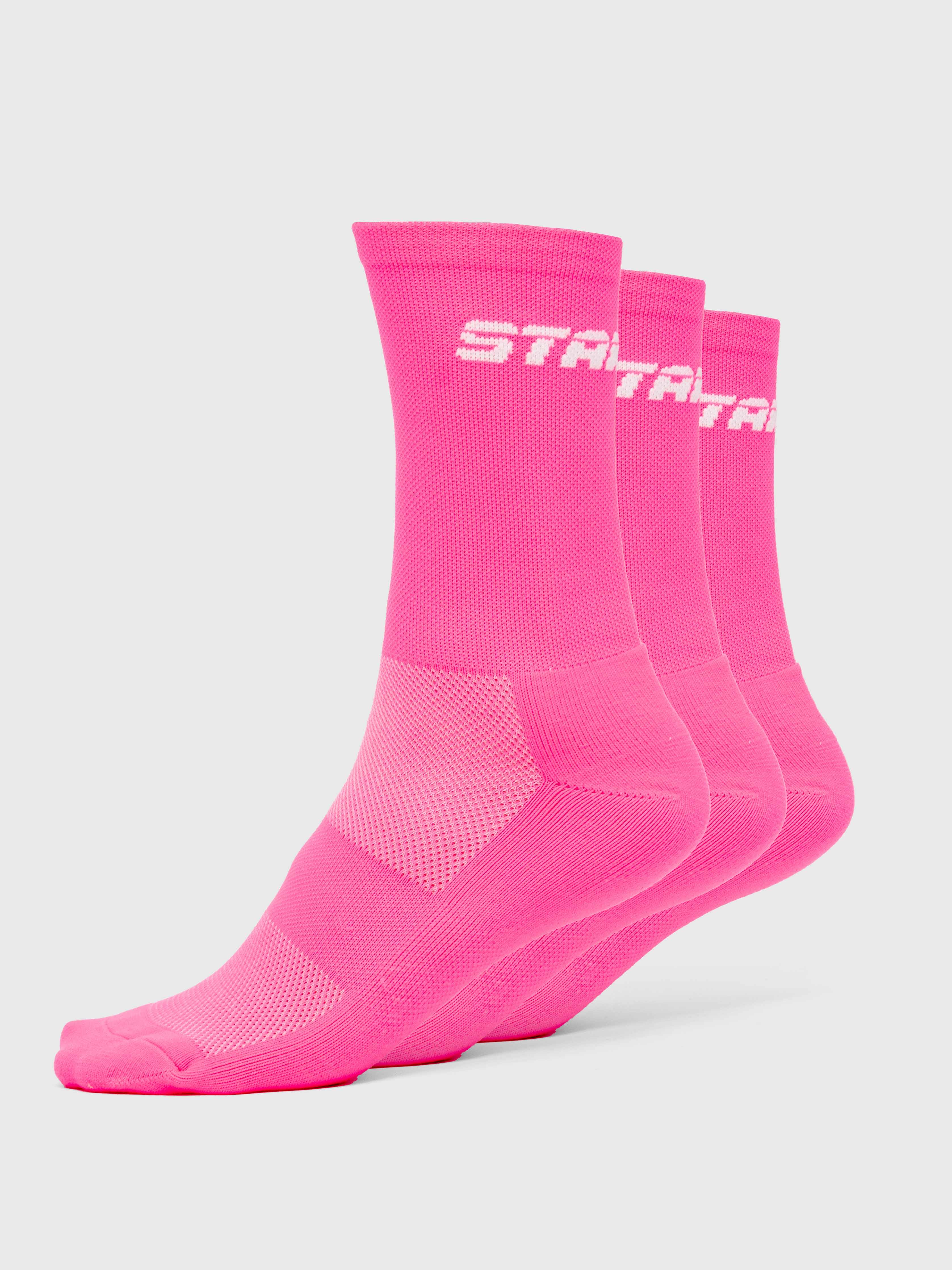 3-Pack Stamina Socks - Pink/White