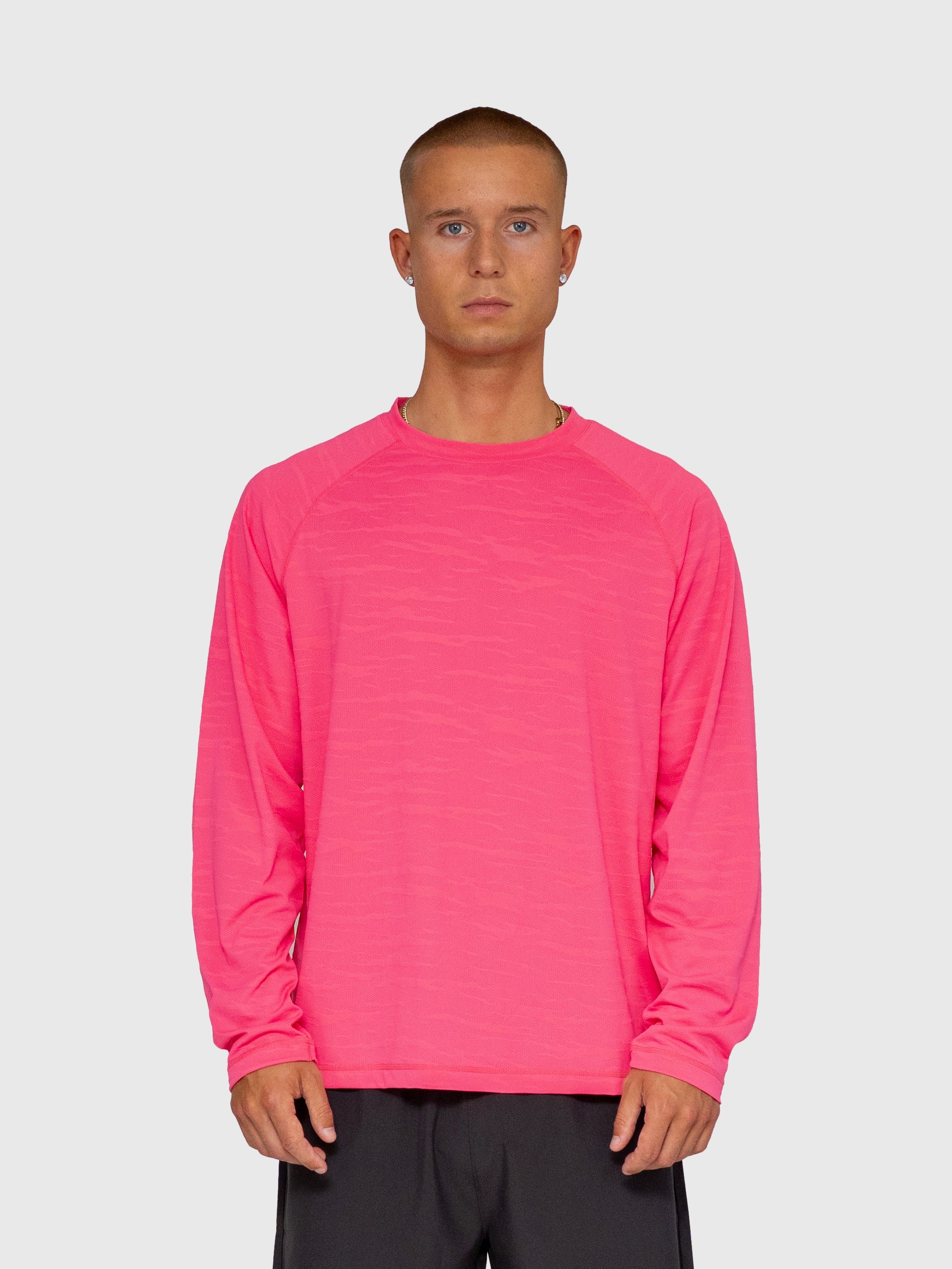 Active Long Sleeve Logo - Hot Pink/White