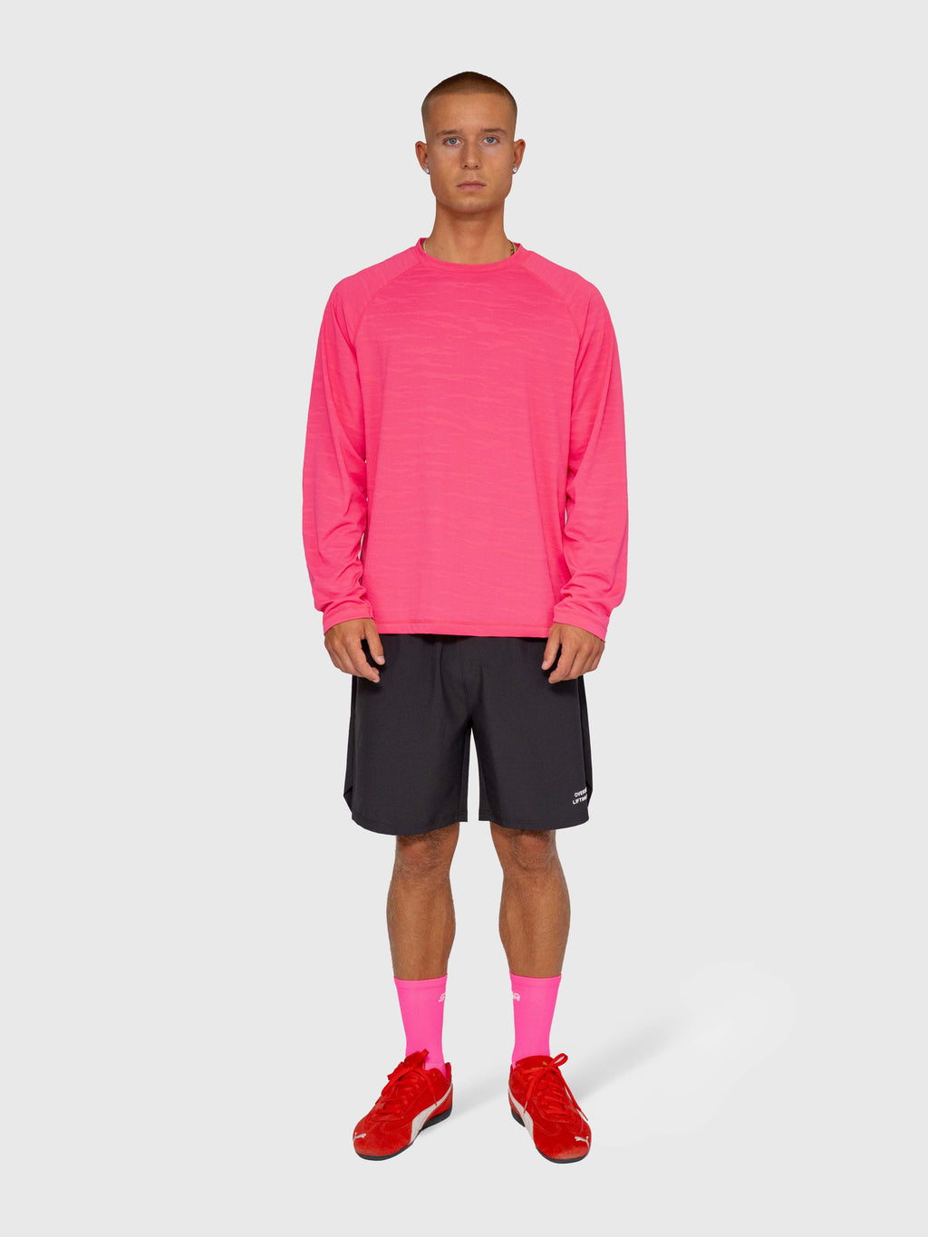 Active Long Sleeve Logo - Hot Pink/White