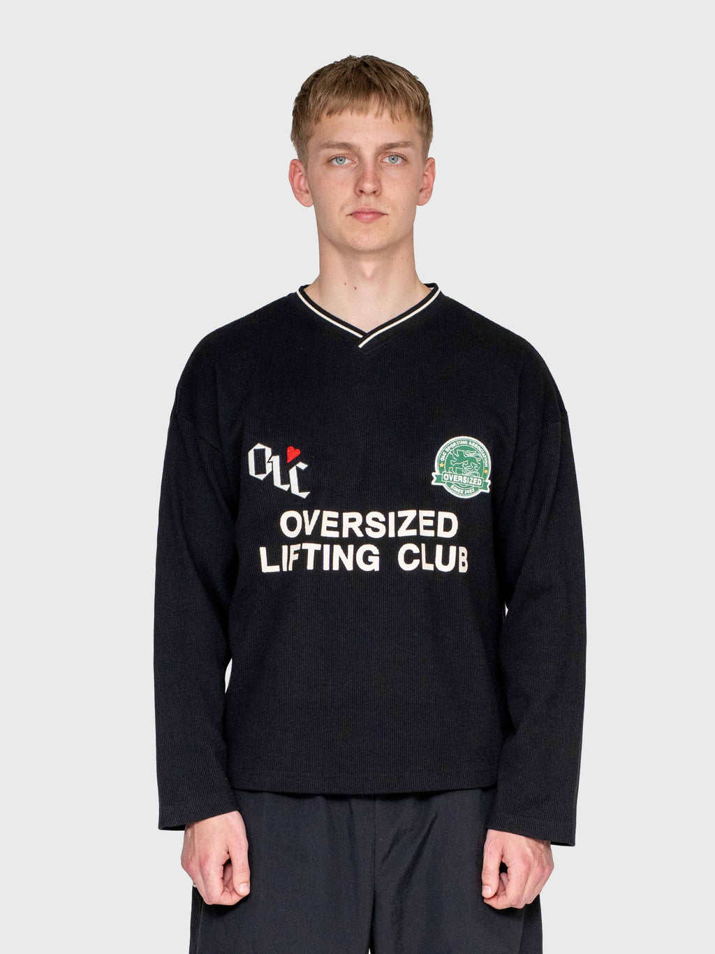 Waffle Football Long Sleeve – Black