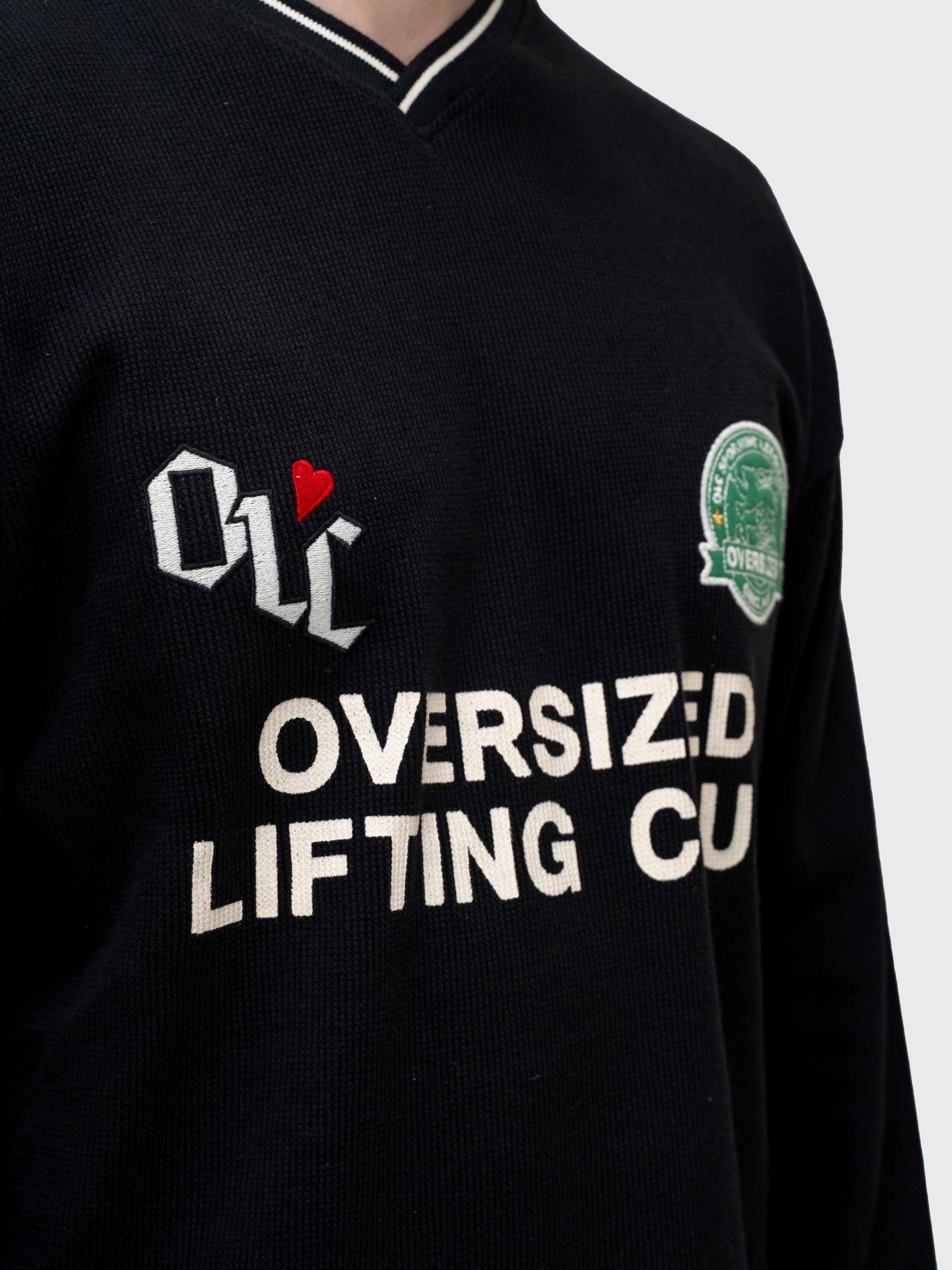 Waffle Football Long Sleeve – Black